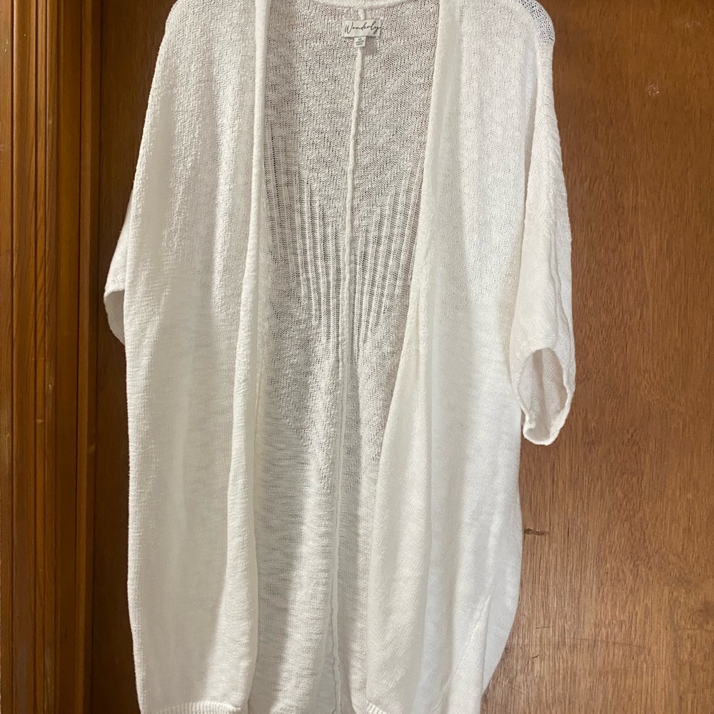 Wonderly short sleeve light weight cardigan white XL